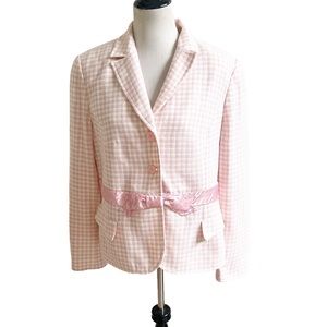 Apostrophe Pink Gingham Ribbon Blazer Size 18 
Academia Style